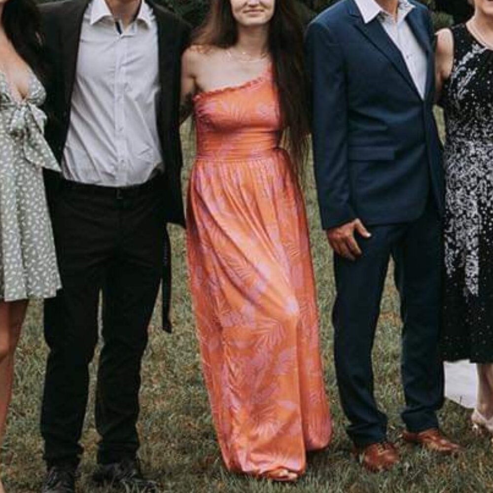 *Japra Pink Floral Beach One Shoulder Dress